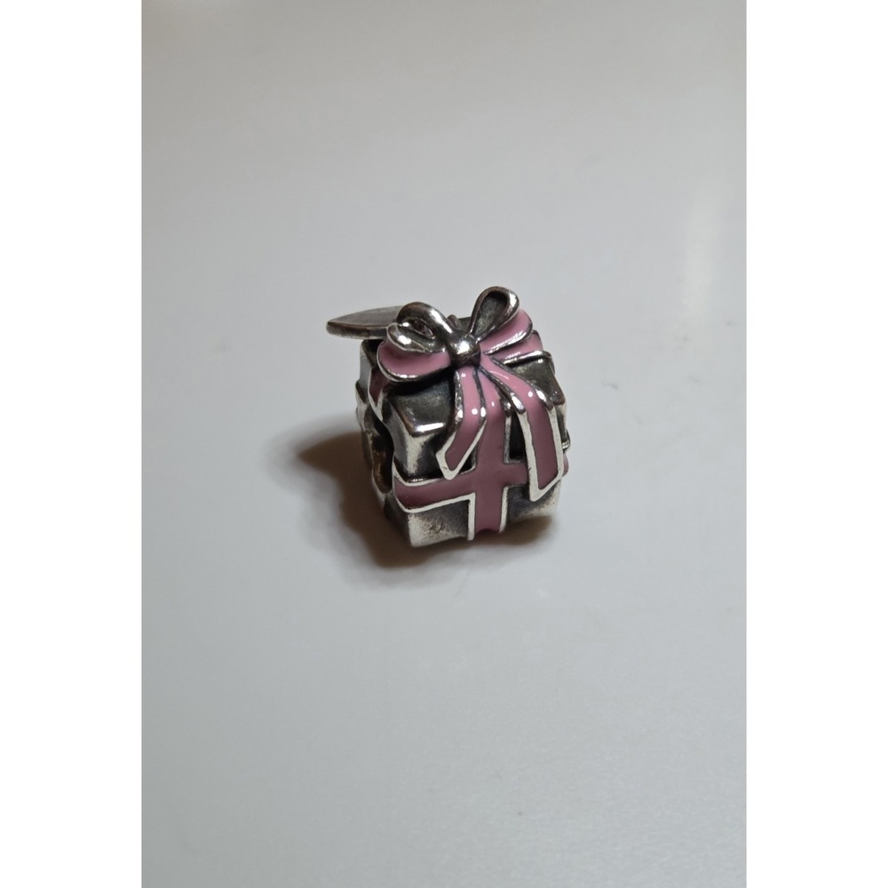 Authentic Pandora Silver Wrapped With Love Pink Enamel Charm 791132EN24